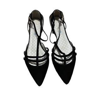 Boden Suede Leather T-Strap Strappy Pointed Toe Flats